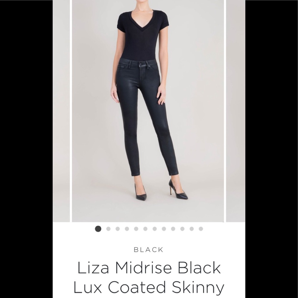 Level 99 Black Coated Skinny Jeans